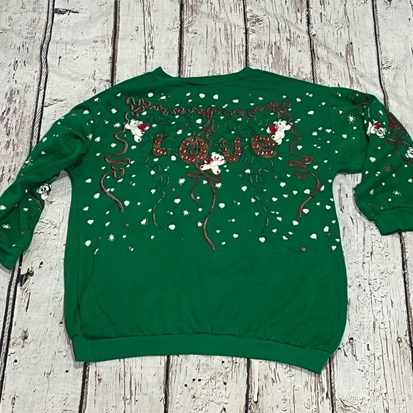 Vintage Christmas Bear Holiday Xmas Ugly Sweater Party 1980s Sweatshirt - Picture 2 of 8